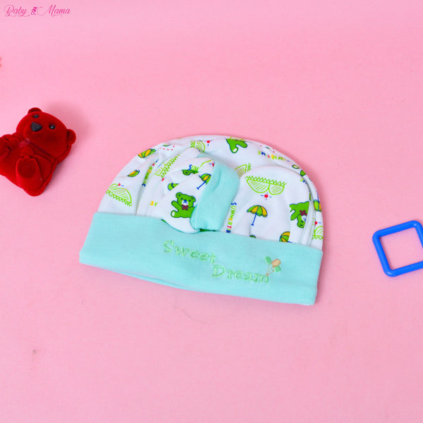 3 in 1 Set: Cap, Mittens, and Socks (Greenish)