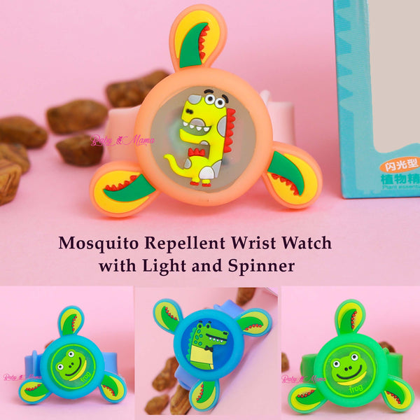 Mosquito Repellent Wrist Watch with Light and Spinner-Pink