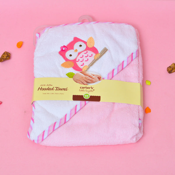 Carter's Hoodie Bathing Towel Pink with strip seam